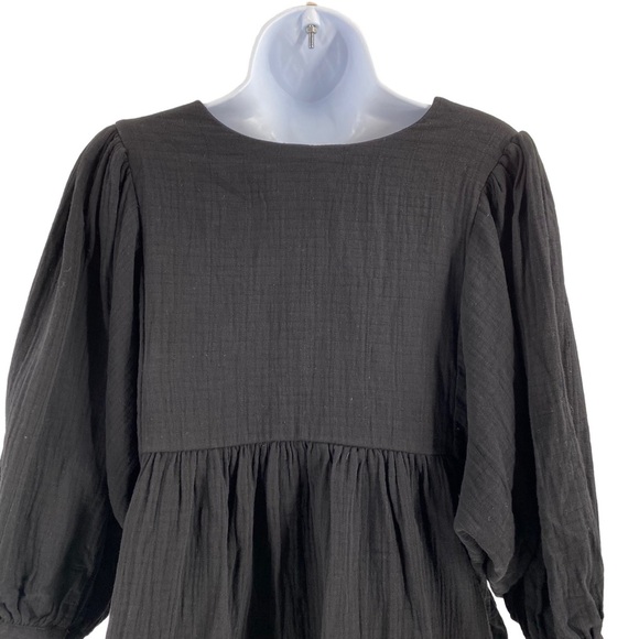 Pomander Place NEW Black Gauze Millie Swing Casual Relaxed Fit Mini Dress Size M - Picture 7 of 11